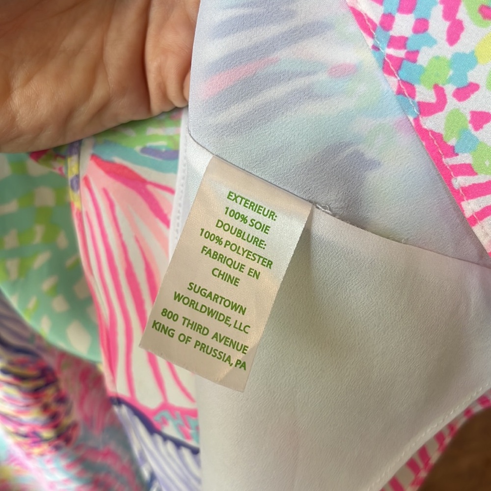 Lilly Pulitzer Clara Multi Roar of The Seas Asymmetric Hem Slip Dress - Picture 11 of 15